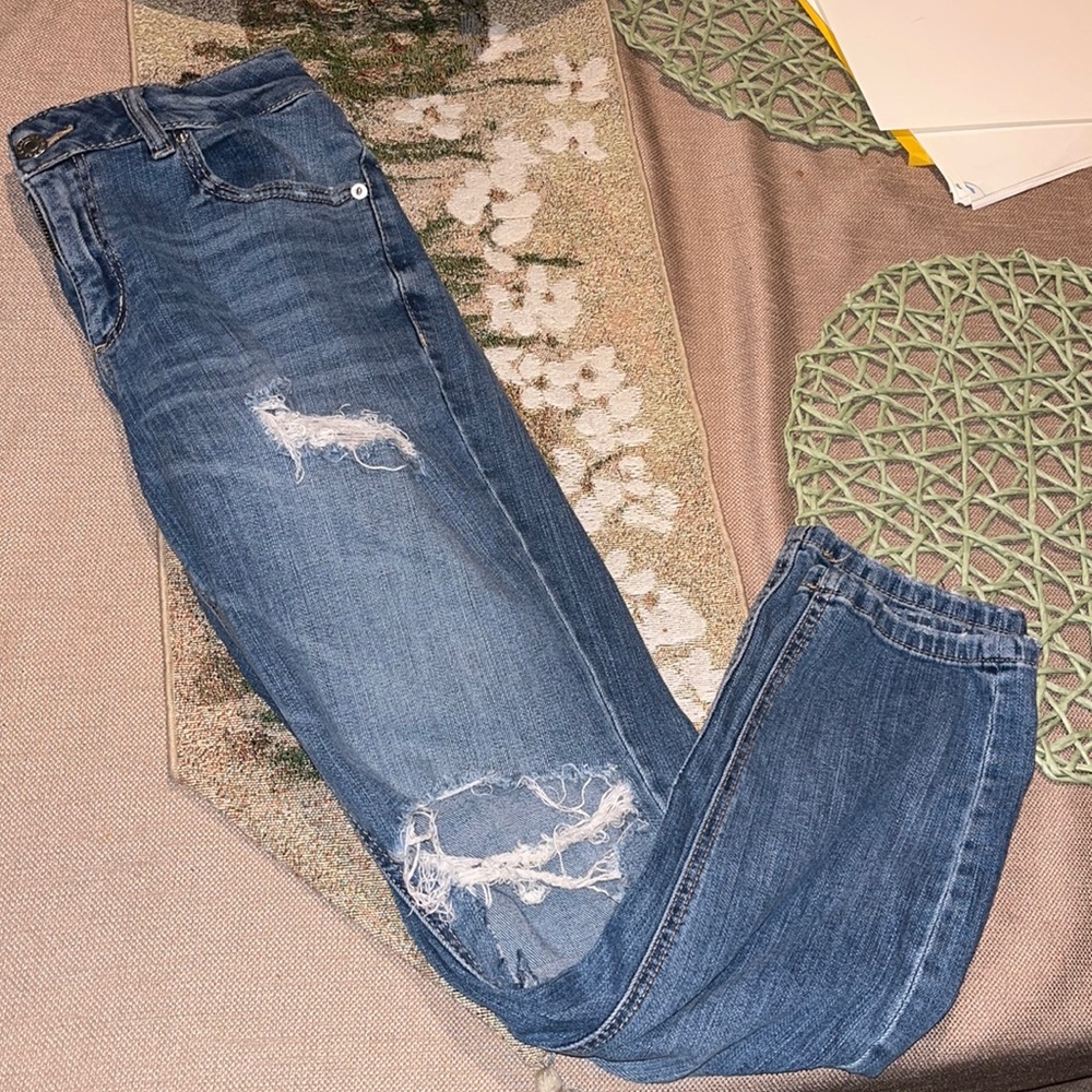 Garage Girlfriend Med Wash Stretch 5 Pocket Styling Jeans EUC sz 1 Juniors